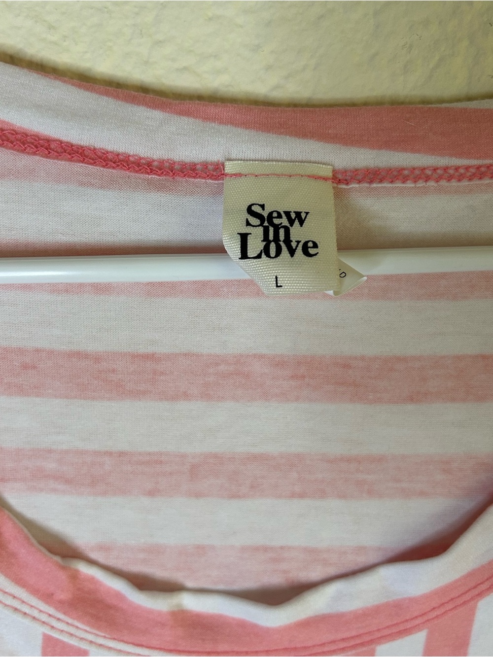 Sew In Love Pink & White Striped Raglan Short Sleeve Tee Girly Casual Large Prep - Picture 2 of 6